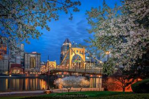 Allegheny Landing & Roberto Clemente Bridge, Pittsburgh Spring Fine Art Print