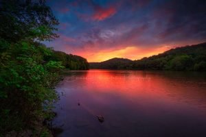 Sunset at Beaver County's Raccoon Park Lake Photography Print