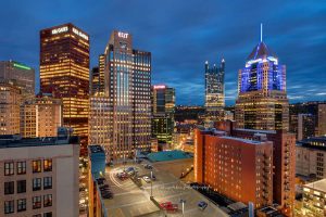 Highmark, UPMC, and BNY Mellon in Pittsburgh at Night