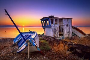 Sunrise over a Greek Fishing Boat Fine Art Photography Print