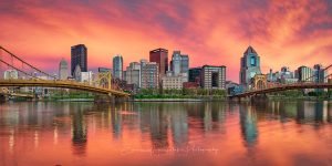 Pittsburgh North Shore Sunset Print on Allegheny River