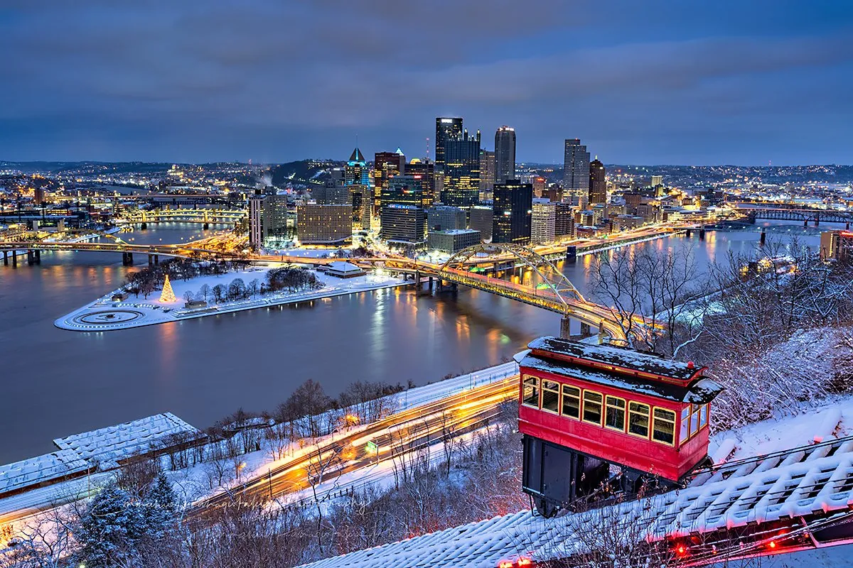 Fine Art Photography of Pittsburgh Duquesne Incline, Sunrise, Winter