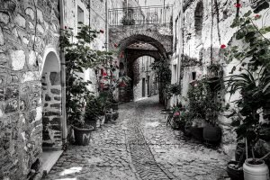 Greek Island Laneway | Splash of Color Photography Print
