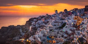 Oia Santorini Sunset Panoramic Fine Photography Print