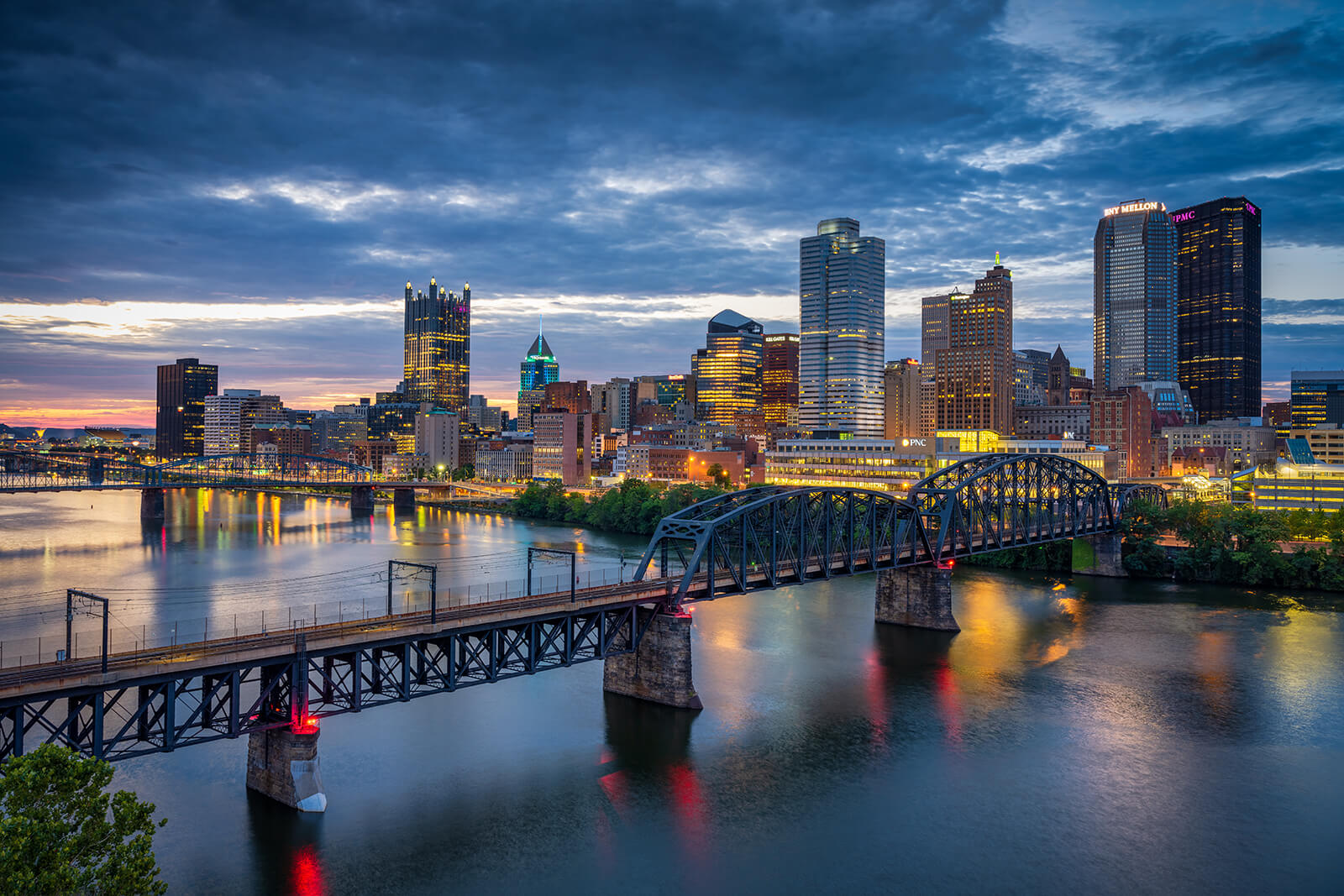 Pittsburgh Photography Location of a Railway Bridge and the Pittsburgh skyline