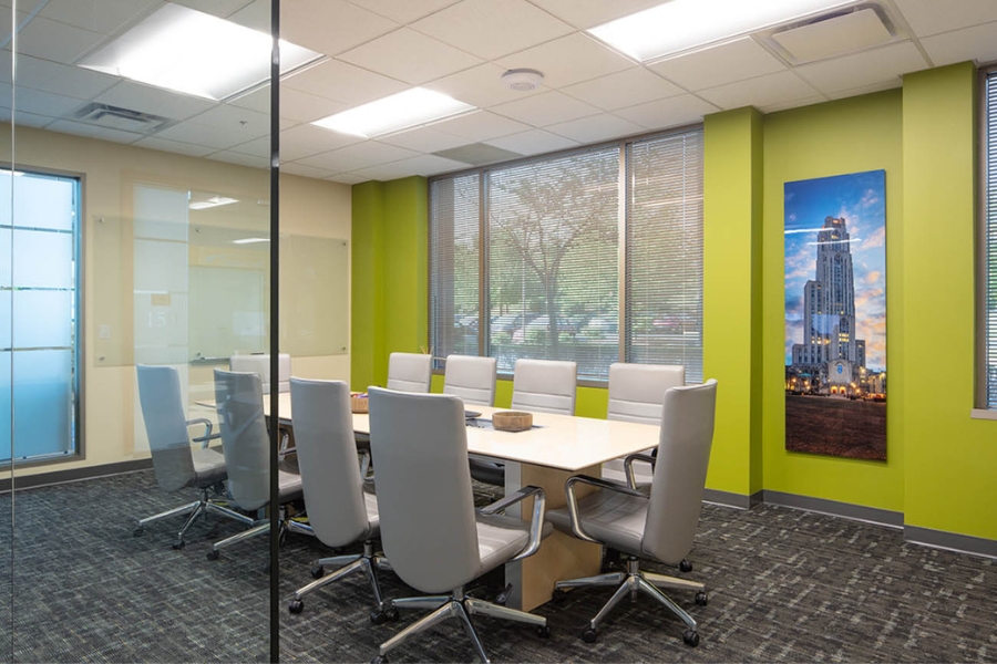 High-Definition Metal Prints of University of Pittsburgh in an office conference room