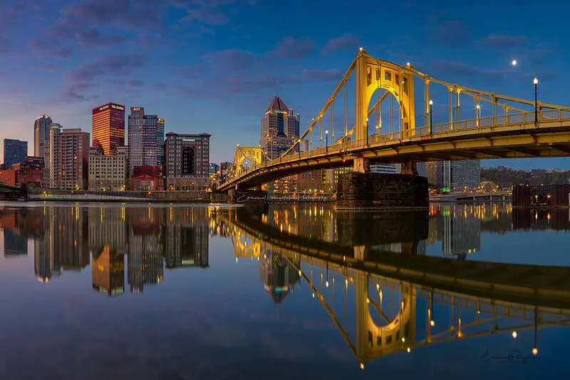 Pittsburgh North Shore Photograph Location - reflections of Clemente - limited edition photography print