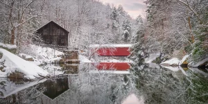 Mcconnells Mill Winter Panoramic Reflection