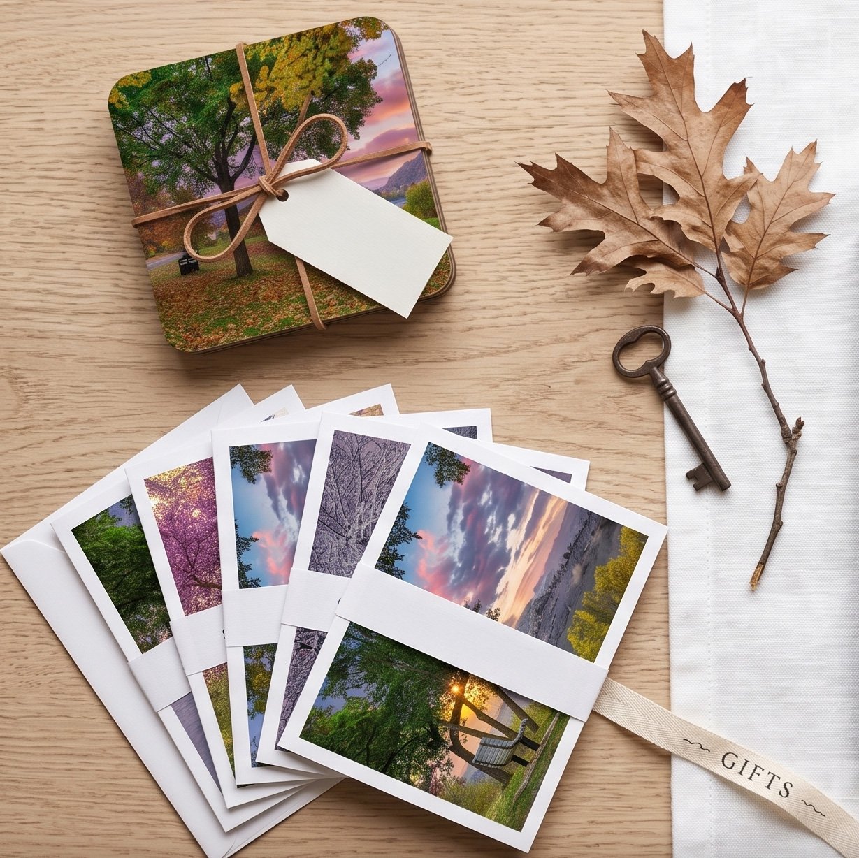 Image of fine art gifts, coaster and cards