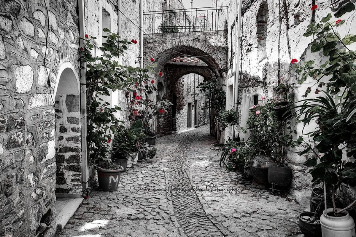 Greek Island Laneway | Splash of Color Photography Print