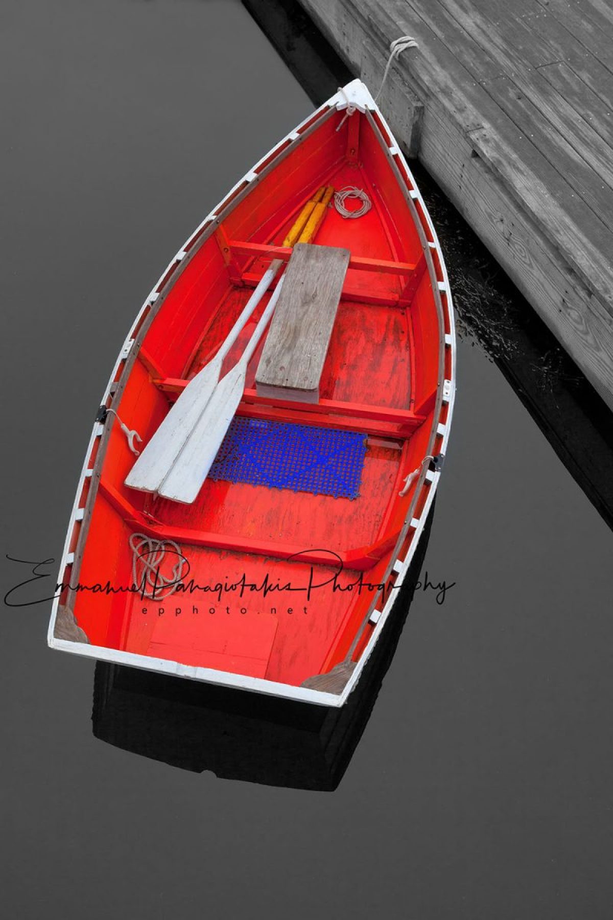 Lone Red Boat | Splash of Color Photography Print
