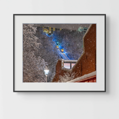 Snow on the Monongahela incline-premium-frame